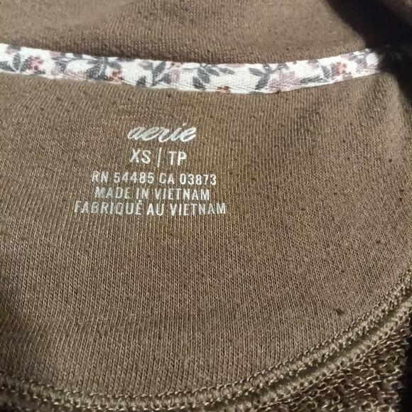 Aerie Crop Top Sweatshirt Size Xs Long Sleeve 1/4 Zip Pullover Green Women's - Picture 2 of 10